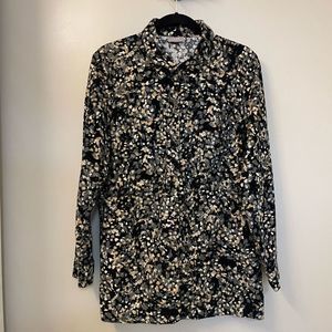 J. Jill Women's Shirt Sz Large Multicolor Buttons Down Pleated Back 100% cotton